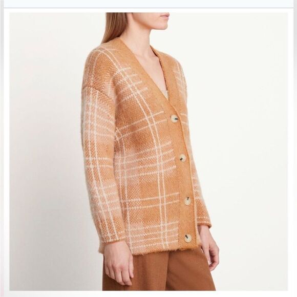 Vince Brushed Plaid Alpaca-Wool Cardigan XS/S $525 NWT - Picture 3 of 9
